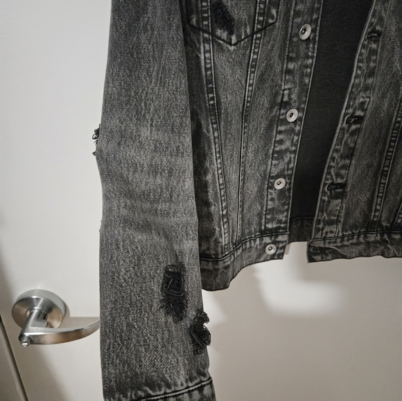 Topman distressed denim jacket black - Picture 6 of 9